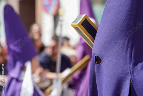 Nazarenes of the Salzillo, finishing the Good Friday procession in the morning, around noon photo