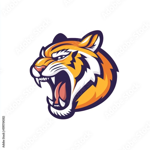 Roaring tiger head mascot, sport logo, fierce animal photo