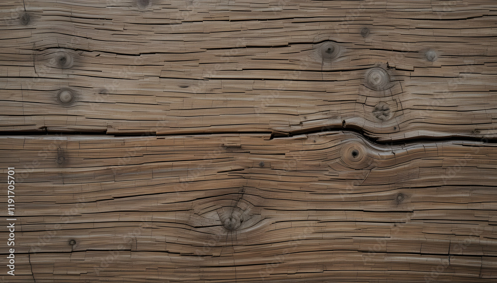 Fototapeta premium Weathered rustic brown wood texture with cracks and knots.