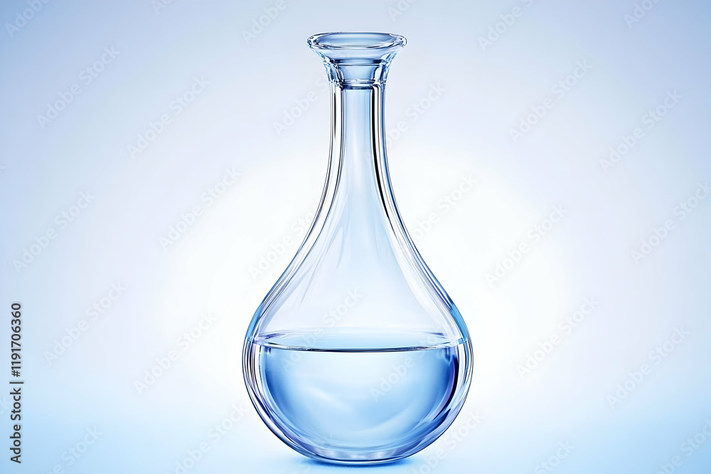 Elegant Glass Decanter Filled with Clear Liquid on a Soft Blue Background Elegant Glass Decanter Filled with Clear Liquid on a Soft Blue Background