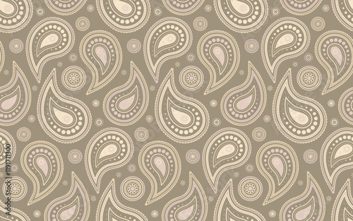 Springtime native on vector repeat. Paisley effect and paint paper. Retro style outline as royalty card.