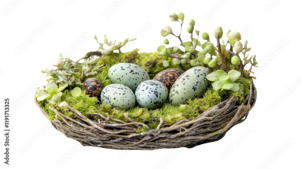 Fototapeta premium Eggs in nest transparent background