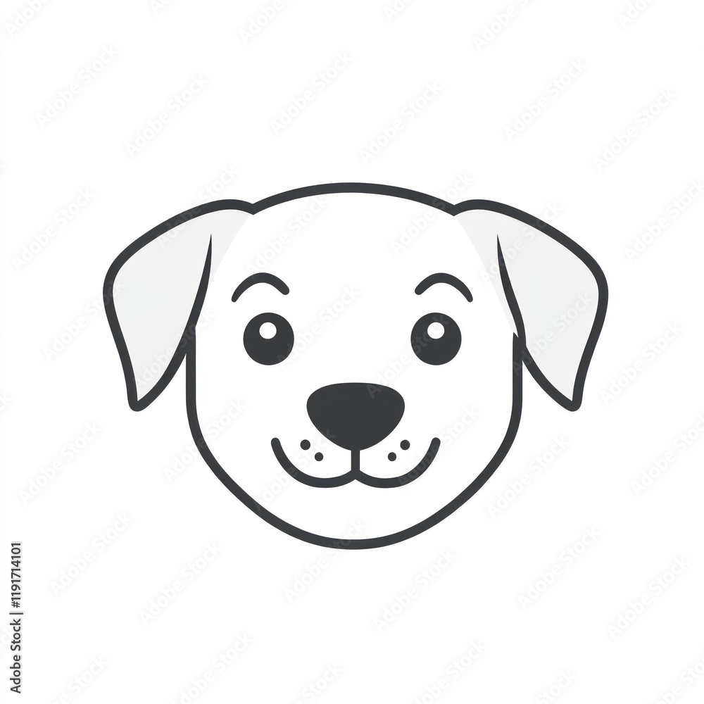 Fototapeta premium Cute dog head illustration, white background, pet portrait, for website or app
