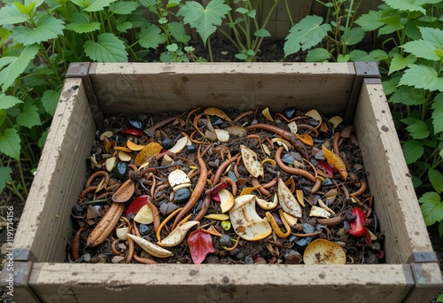 Wooden Box Filled With Compost Materials photo