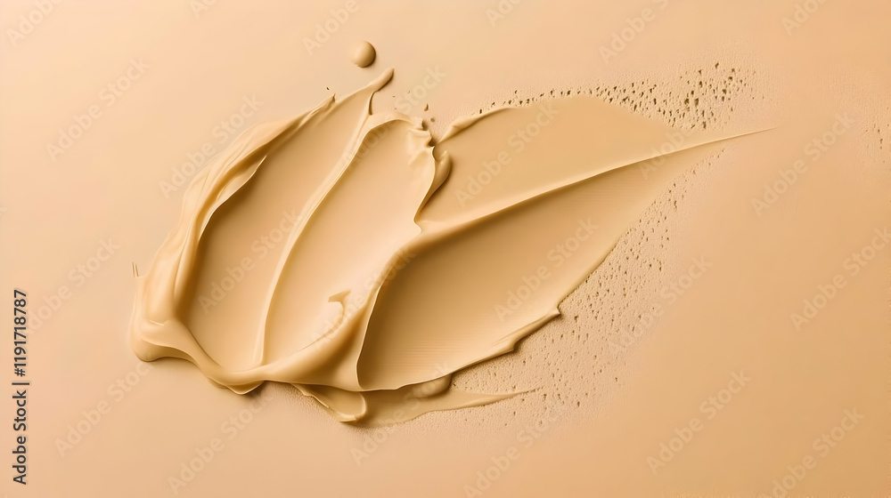 Beige Liquid Foundation Swirl Creates a Textured, Smooth Makeup Background Beige Liquid Foundation Swirl Creates a Textured, Smooth Makeup Background