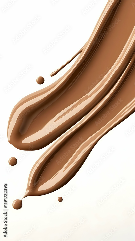 Liquid foundation streams flow smoothly with droplets on a white background. Liquid foundation streams flow smoothly with droplets on a white background.