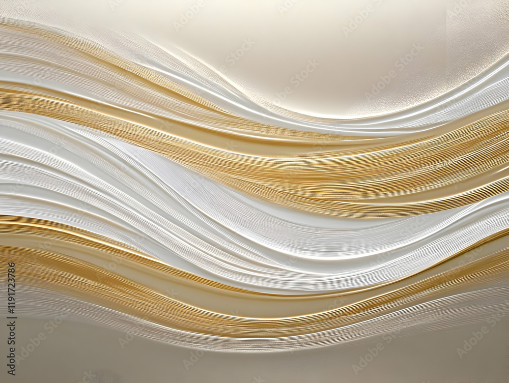 Abstract Background Flows Smoothly with Elegant Gold and White Waves Creates a Luxurious Feel. Abstract Background Flows Smoothly with Elegant Gold and White Waves Creates a Luxurious Feel.
