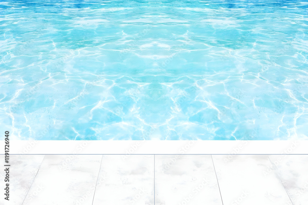 Obraz premium Tranquil Blue Water Meets Clean White Tiles in Serene Poolside Setting