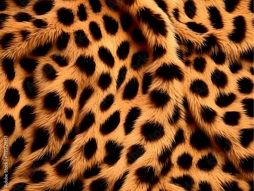 Fototapeta Soft, Luxurious Spotted Fur Texture Background with Dark Brown Spots