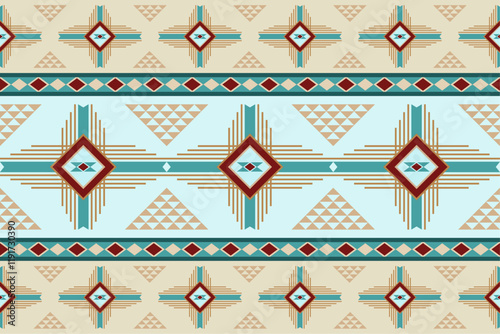 Western design shapes in a seamless repeat pattern - Vector Illustration