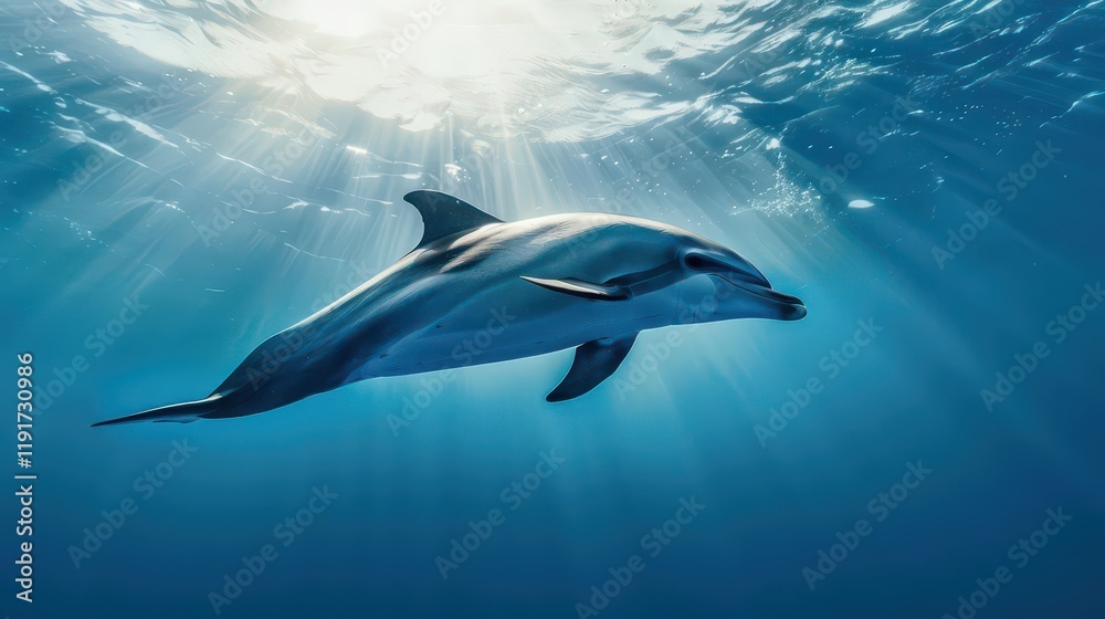 Graceful Dolphins in Azure Waters. Marine Wildlife Interaction concept Graceful Dolphins in Azure Waters. Marine Wildlife Interaction concept
