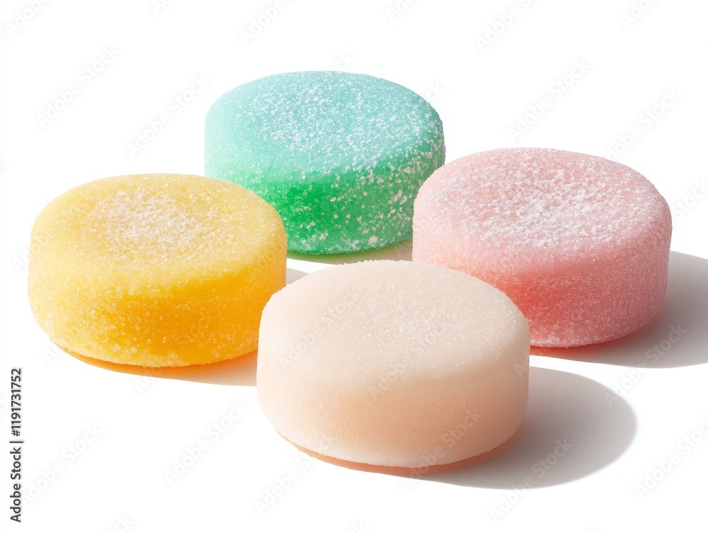 Colorful granulated sugar crystals on a white background, sweet ingredients for baking and cooking Colorful granulated sugar crystals on a white background, sweet ingredients for baking and cooking