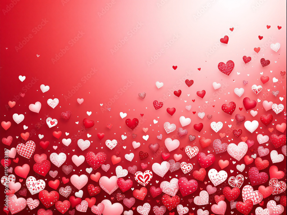 Hearts pattern on red-pink gradient background, vector illustration. Hearts pattern on red-pink gradient background, vector illustration.