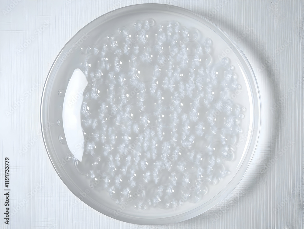 Clear Glass Plate Filled with Small Bubbles on Textured Surface Captivatingly Displays Light Refraction and Transparency. Clear Glass Plate Filled with Small Bubbles on Textured Surface Captivatingly Displays Light Refraction and Transparency.