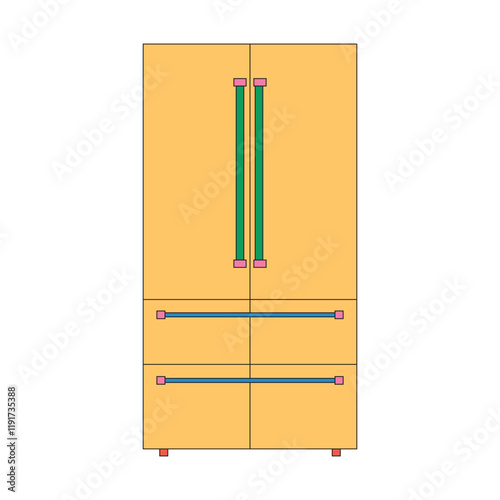Illustration fridge retro unique design with blank background