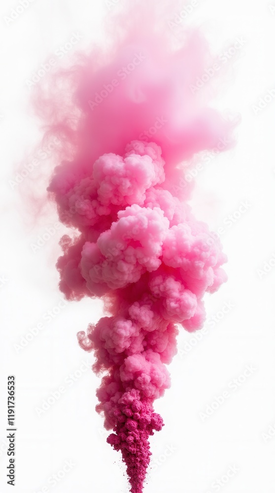 Pink Smoke Paint Explosion Powder Splash Isolated On White Background Pink Smoke Paint Explosion Powder Splash Isolated On White Background