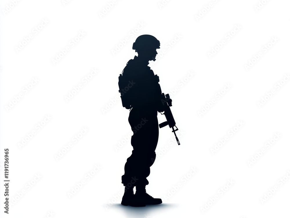 Honoring the silhouette of a soldier, tribute to service, duty, and remembrance Honoring the silhouette of a soldier, tribute to service, duty, and remembrance