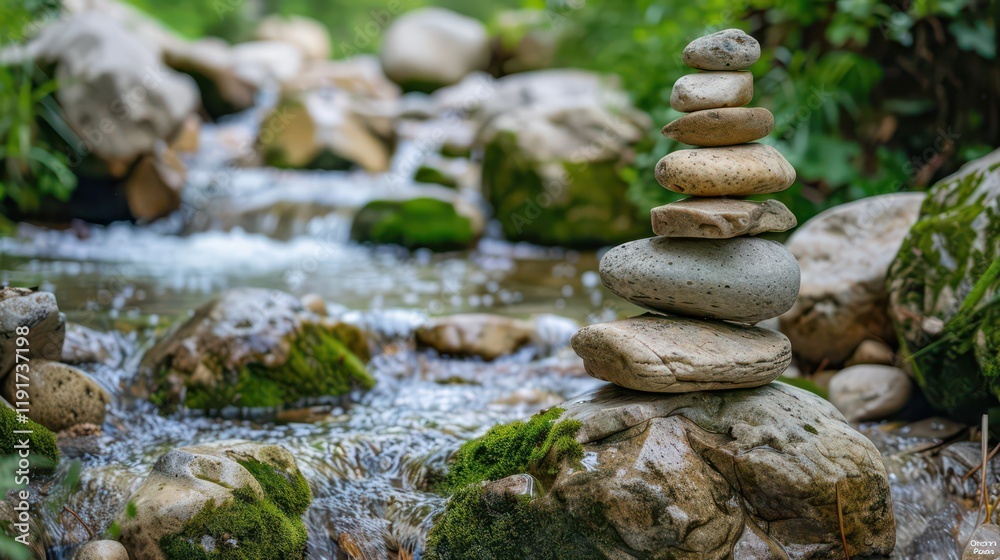 Serene River in a Lush Forest. Nature's Tranquility concept Serene River in a Lush Forest. Nature's Tranquility concept