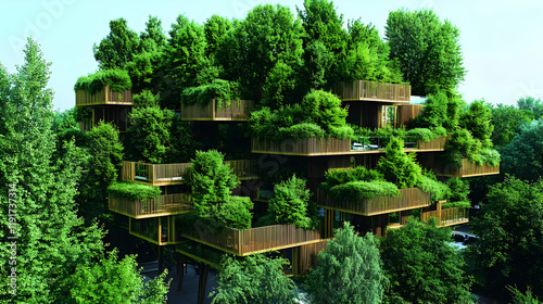 Modern Green Building Blends Seamlessly with Lush Forest Environment Creating Sustainable Living Spaces
