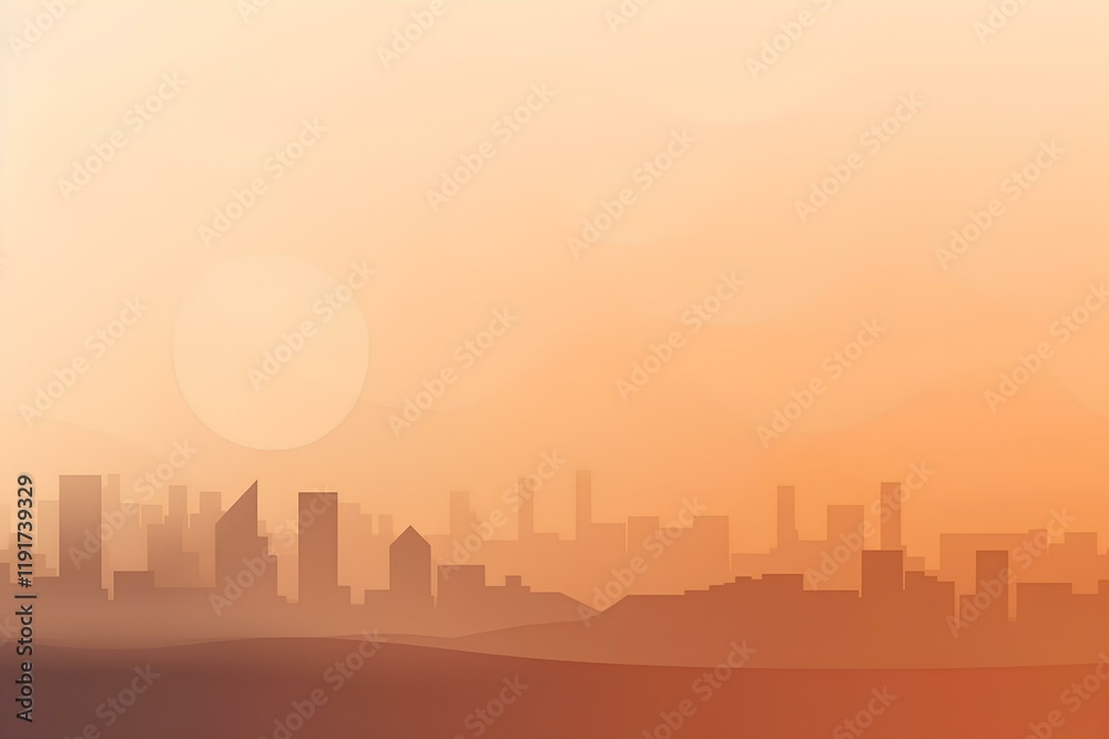 Naklejka premium city skyline at sunset