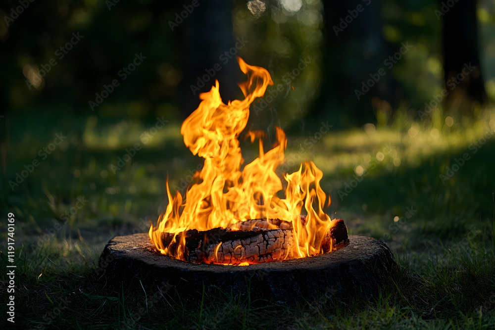 Obraz premium Controls the campfire outdoor, fire in a nature, park or forest illustration 