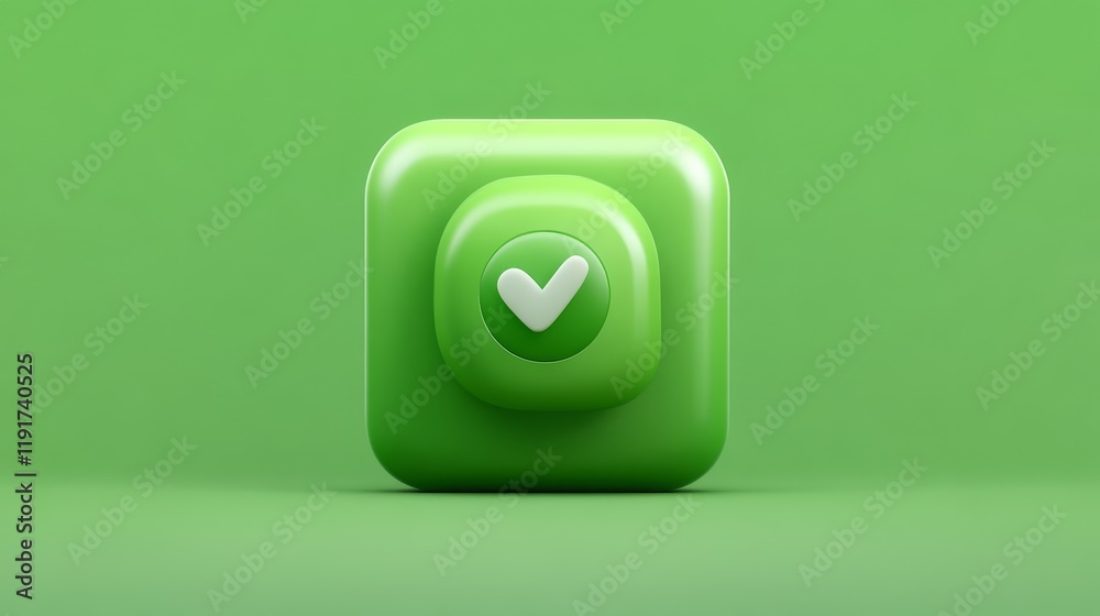 Green square icon with white heart, a symbol of love, care, and positive emotions for digital design