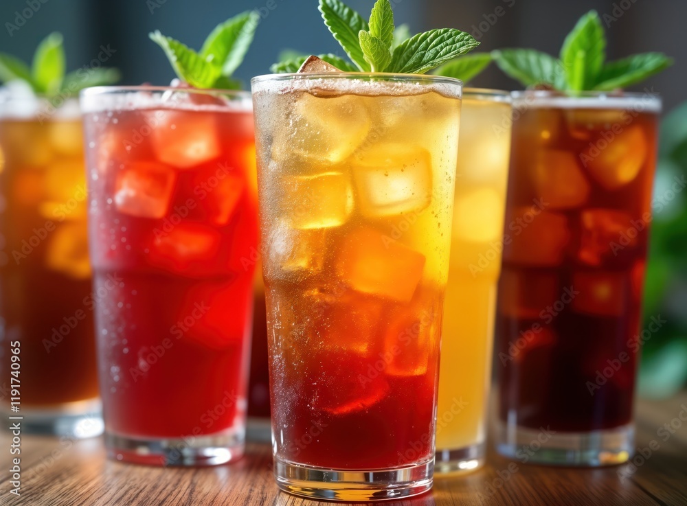 Cool drinks in glasses filled with ice. Colorful drinks with condensation. Refreshments sparkle. Variety of flavors. Citrusy hues. Rich browns. Vibrant reds. Summery beverages. Refreshing drinks. Cool drinks in glasses filled with ice. Colorful drinks with condensation. Refreshments sparkle. Variety of flavors. Citrusy hues. Rich browns. Vibrant reds. Summery beverages. Refreshing drinks.