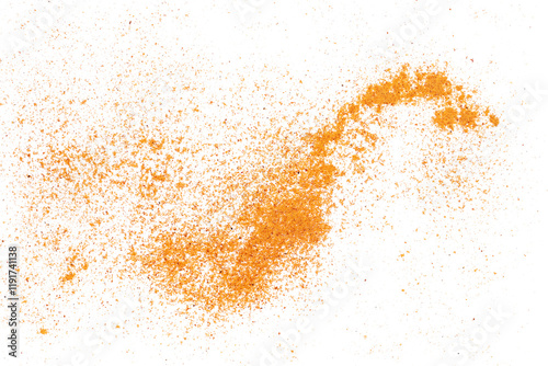Fototapeta Naklejka Na Ścianę i Meble -  Mexican taco seasoning scattered, isolated on white, clipping path