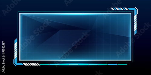 Digital screen or technology box blue light interface vector editable