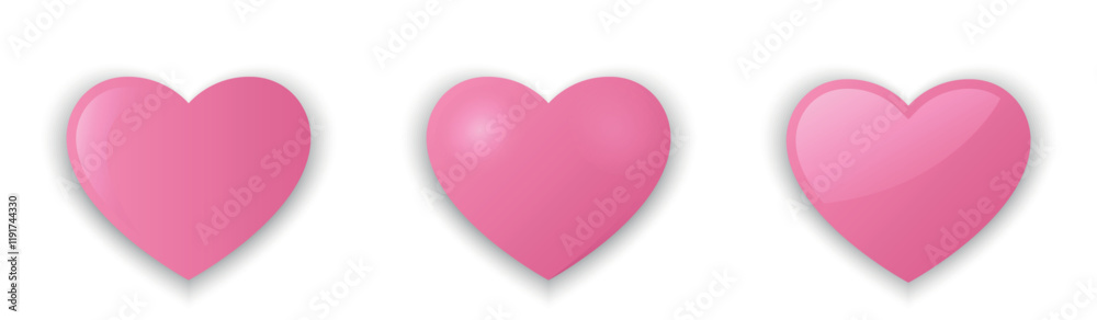 3d hearts for Valentines day in pink tone. Love and romantic symbols. Voluminous vector images 3d hearts for Valentines day in pink tone. Love and romantic symbols. Voluminous vector images