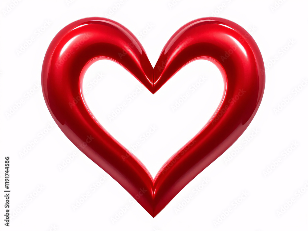 Shiny red heart symbol on white background Shiny red heart symbol on white background