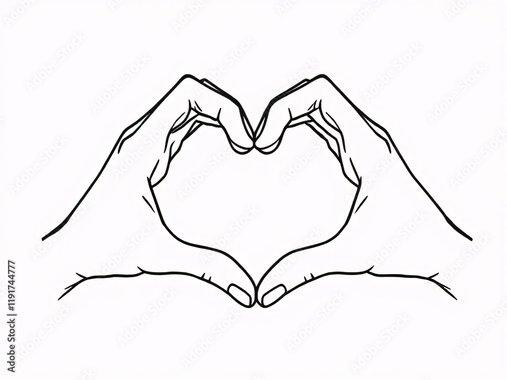 Fototapeta premium Hand-drawn heart gesture on white background.
