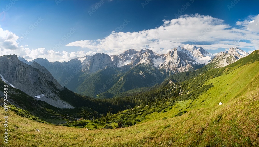 Generated image With a wide-angle view of a sunny day in summer, vibrant and positive travel holiday render Generated image With a wide-angle view of a sunny day in summer, vibrant and positive travel holiday render