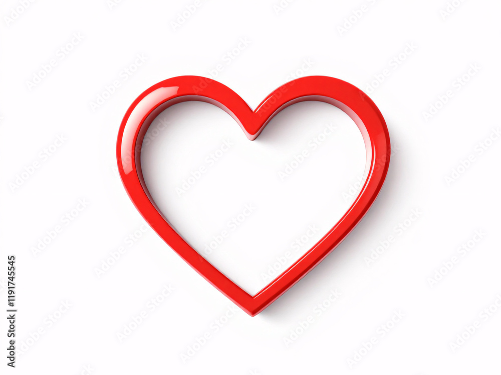 Shiny red heart symbol on white background Shiny red heart symbol on white background