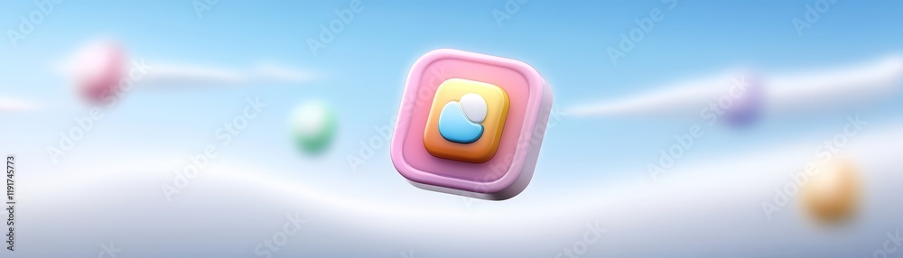 Colorful app icon against a sky background, ideal for mobile and software applications Colorful app icon against a sky background, ideal for mobile and software applications