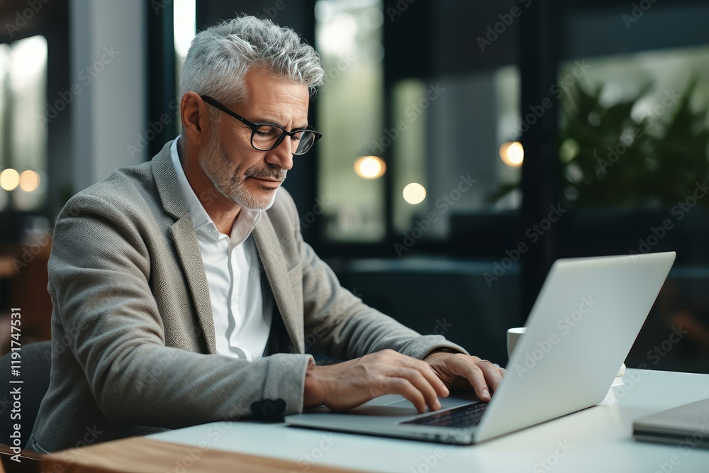 Senior manager typing on computer keyboard at workplace Senior manager typing on computer keyboard at workplace
