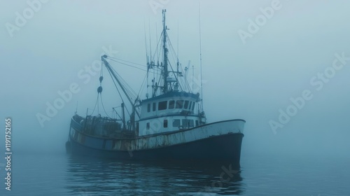 Wallpaper Mural A fishing trawler on a foggy morning at sea. Torontodigital.ca