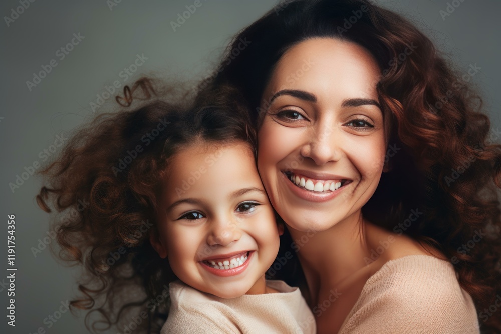 Mother and daughter are embracing and smiling in an authentic portrait celebrating family bonds and cheerful moments Mother and daughter are embracing and smiling in an authentic portrait celebrating family bonds and cheerful moments