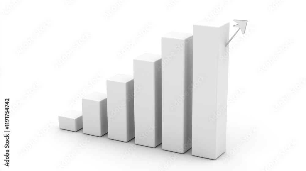 Ascending Growth: A 3D Bar Graph Illustrating Upward Trend Ascending Growth: A 3D Bar Graph Illustrating Upward Trend