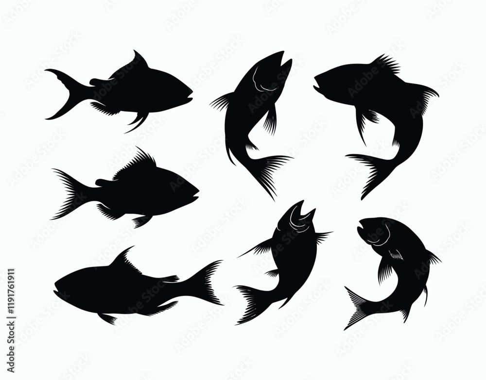 Fototapeta premium Elegant Fish Silhouettes Vector Template