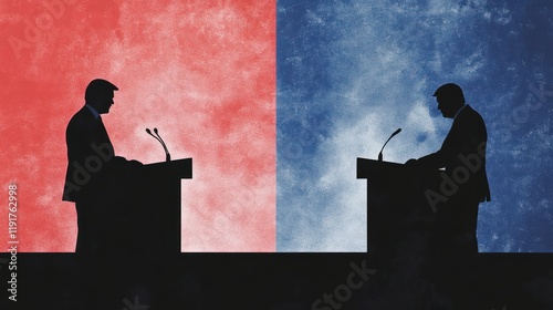 Political Divide: A Silhouetted Representation of Ideological Opposition photo