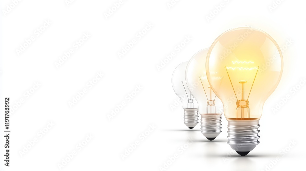 Illuminating innovation, bright lightbulb on white background symbolizing ideas and solutions Illuminating innovation, bright lightbulb on white background symbolizing ideas and solutions