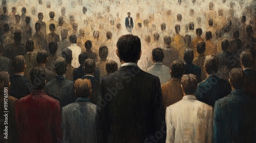 The Solitary Figure: A Painting of Isolation Amidst a Crowd