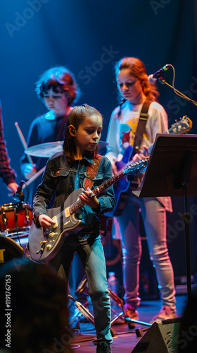 Powerful Performance: Young Musicians Showcasing Musical Talent on Stage