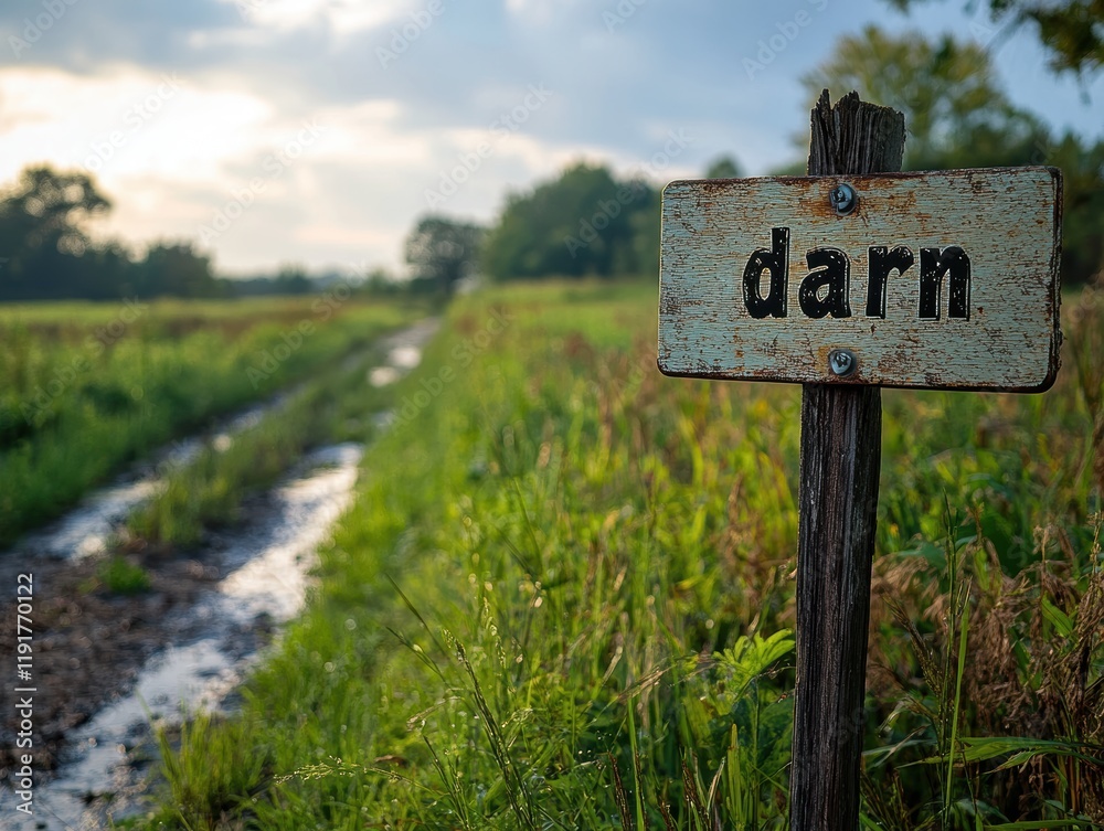 A rustic wooden signpost with the word A rustic wooden signpost with the word
