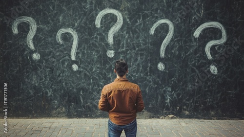 Man Facing Unanswered Questions: A Contemplative Moment
