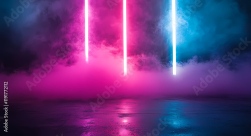 Wallpaper Mural Dark background with neon lights, pink and purple colors Torontodigital.ca