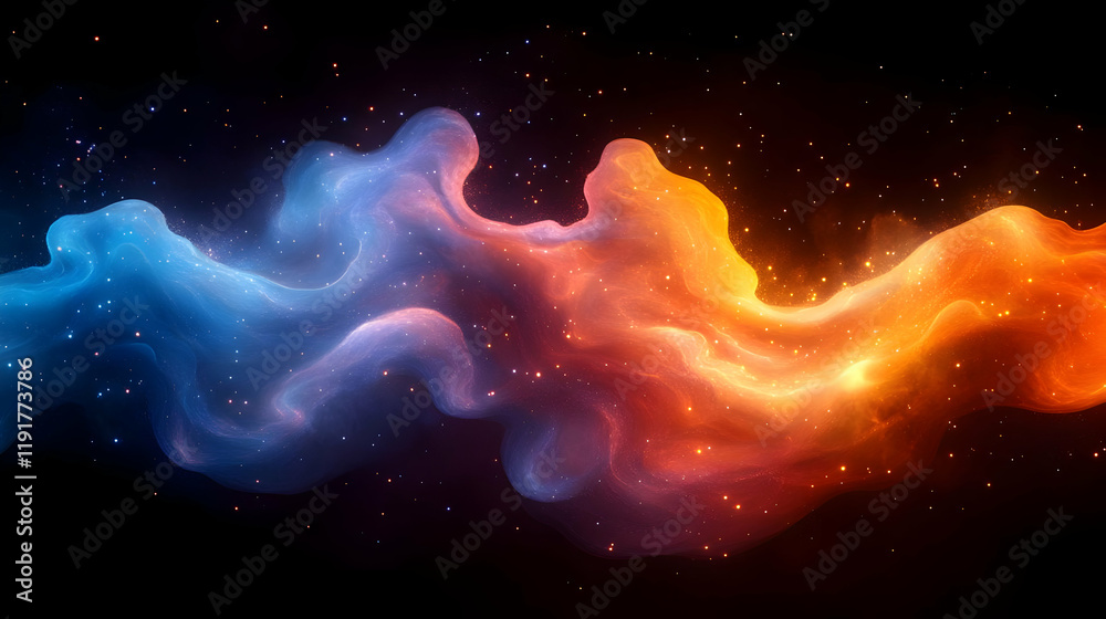 Obraz premium Cosmic Nebula: A Celestial Dance of Fire and Ice