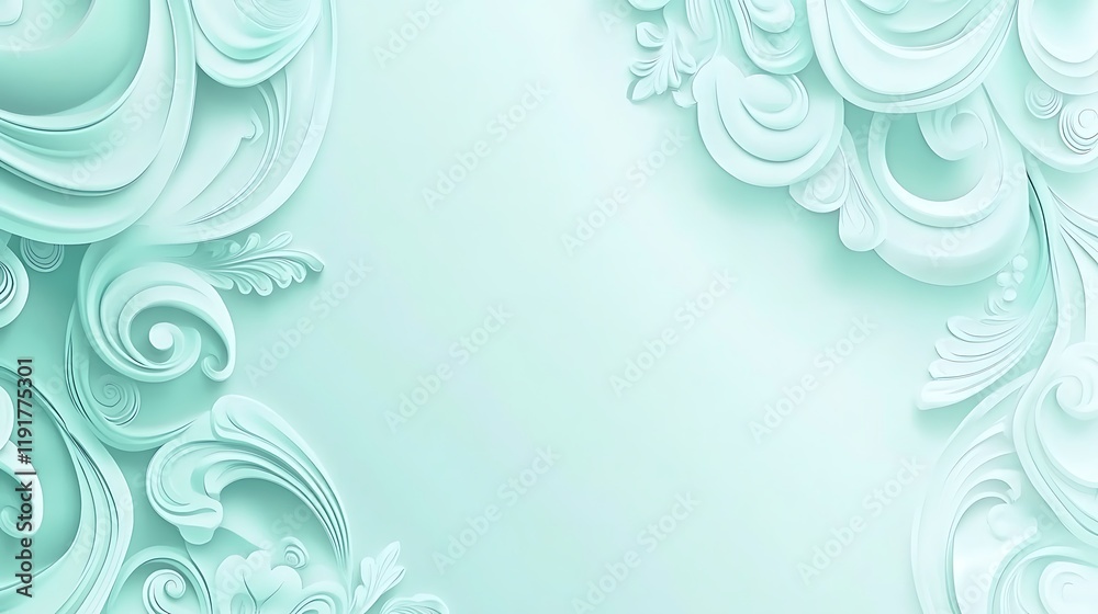 Elegant Aqua Papercut Floral Design Background Elegant Aqua Papercut Floral Design Background