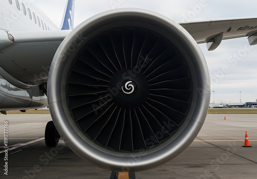 Wallpaper Mural closeup of a commercial plane jet engine, turbofan engine Torontodigital.ca